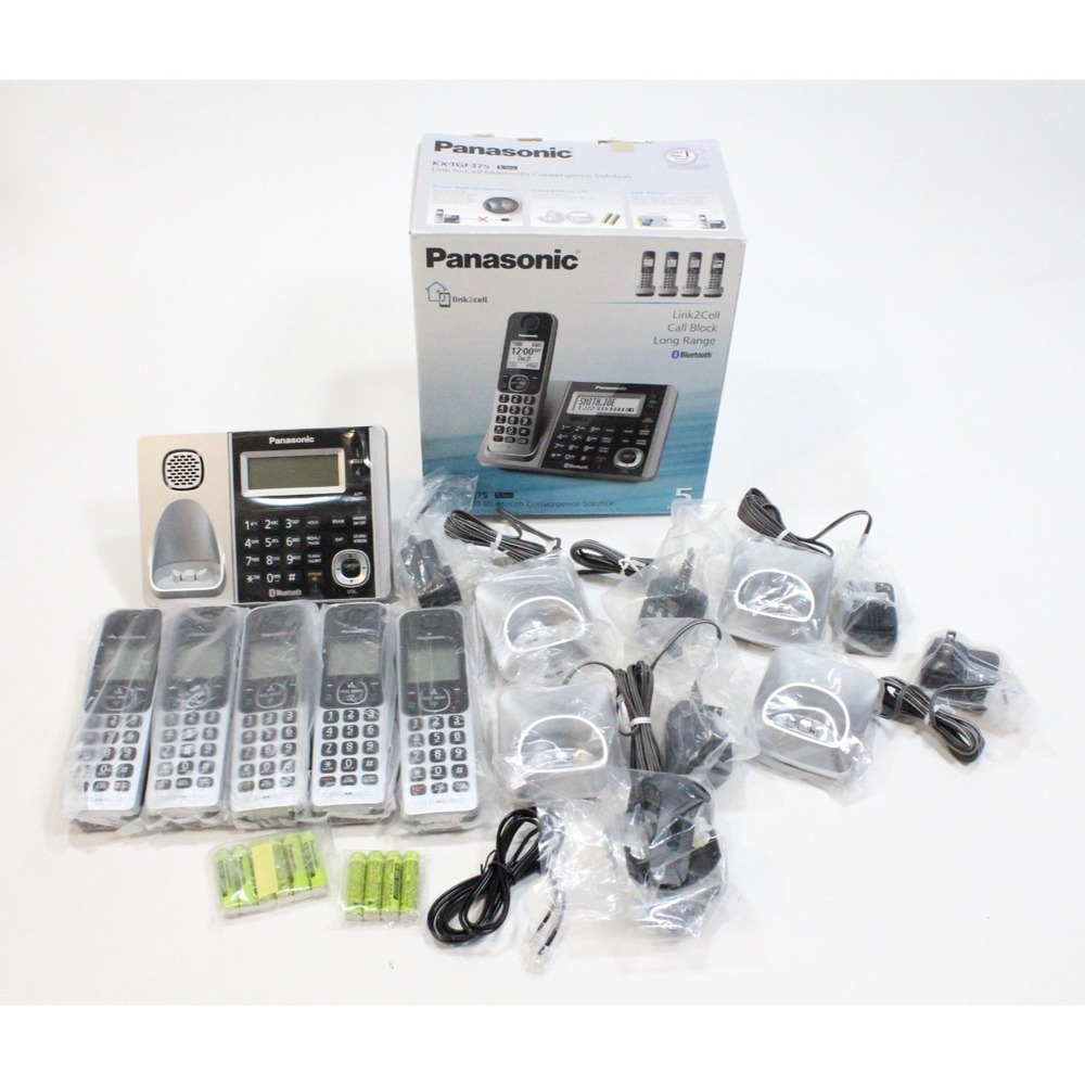 Panasonic KX-TGF375 Link to Cell Bluetooth Cordless Phone System 5 Headsets